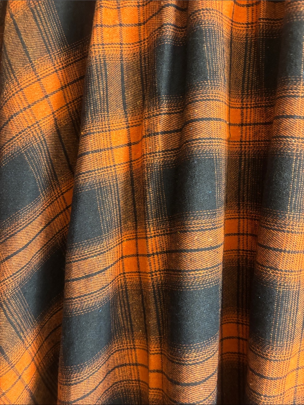 BloomChic Orange & Navy Plaid Asymmetrical Hem Skirt - Picture 2 of 6